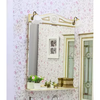 Зеркало для ванной Sanflor Адель 65 белый/патина золото