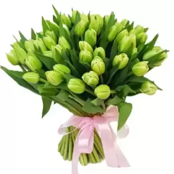 Букет из 101 салатового тюльпана, Россия