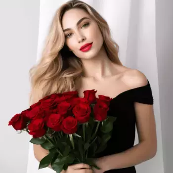 Букет 25 красных роз 50 см, Россия