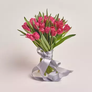 Букет из 35 малиновых тюльпанов, Россия