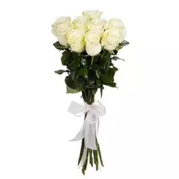 9 белых роз 60 см, Россия