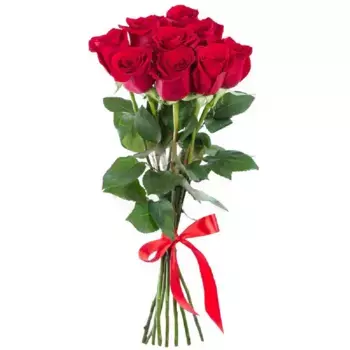 9 красных роз 60 см, Россия
