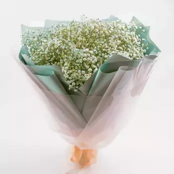 Букет белых и бирюзовых гипсофил «Пунктуальность»