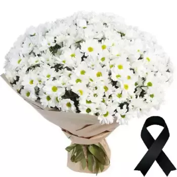 Букет из 100 ромашковых хризантем на похороны