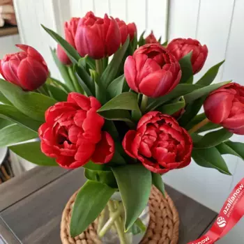 Букет из 10 красных пионовидных тюльпанов, Голландия