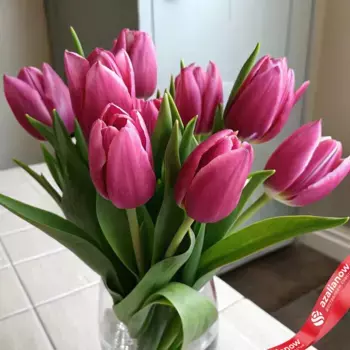 Букет из 10 малиновых тюльпанов, Россия