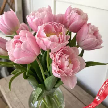 Букет из 10 розовых пионовидных тюльпанов, Голландия