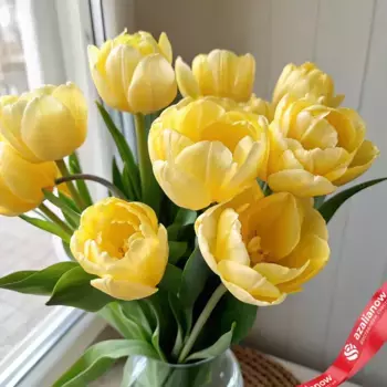 Букет из 10 желтых пионовидных тюльпанов, Голландия