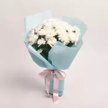 Букет из 11 белых хризантем «Люблю школу»