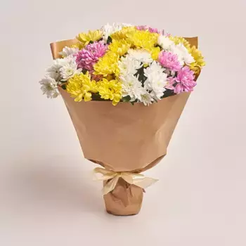 Букет из 11 кустовых хризантем микс «Выпускной бал»