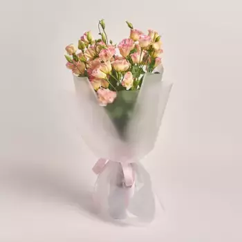 Букет из 11 светло-розовых лизиантусов в пленке