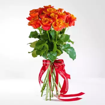 Букет из 15 оранжевых роз «Огонёк счастья»