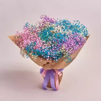 Букет из 15 радужных гипсофил в крафте
