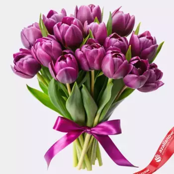 Букет из 17 фиолетовых пионовидных тюльпанов