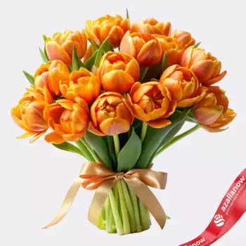 Букет из 20 оранжевых пионовидных тюльпанов, Голландия