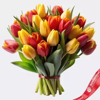 Букет из 20 тюльпанов красных и желтых, Россия