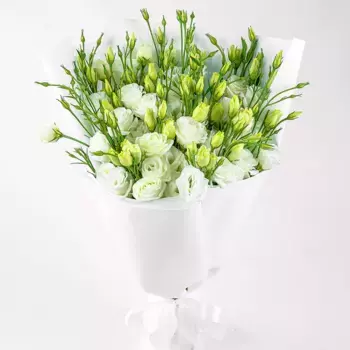 Букет из 21 белого лизиантуса «Ангел»