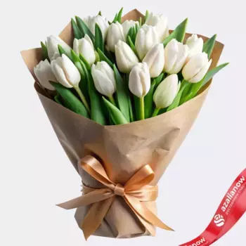 Букет из 21 белого тюльпана в крафте