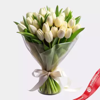 Букет из 21 белого тюльпана в пленке