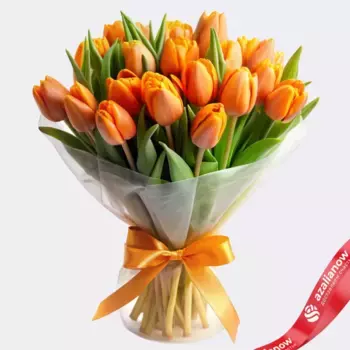 Букет из 21 оранжевого тюльпана в пленке