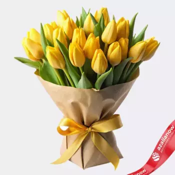 Букет из 21 желтого тюльпана в крафте