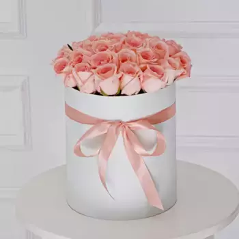 Букет из 23 розовых роз в коробке «Восторг»