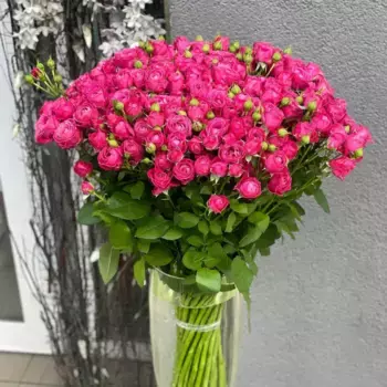 Букет из 25 кустовых пионовидных розовых роз