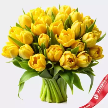 Букет из 30 желтых тюльпанов пионовидных, Голландия