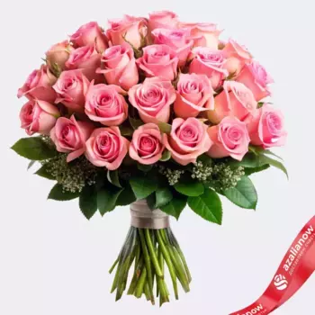 Букет из 35 розовых роз, 70см, Россия