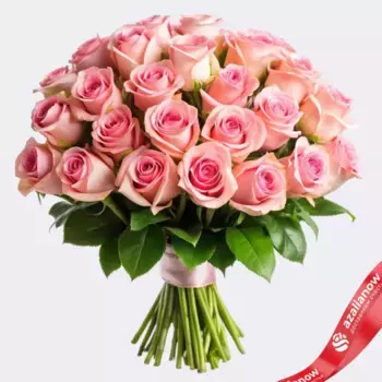 Букет из 35 розовых роз, В 60 см, Эквадор