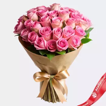 Букет из 35 розовых роз в крафте, В 60см, Эквадор