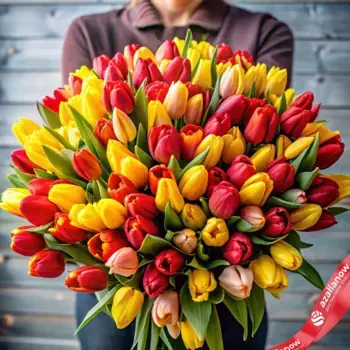 Букет из 400 красно-желтых тюльпанов, Россия