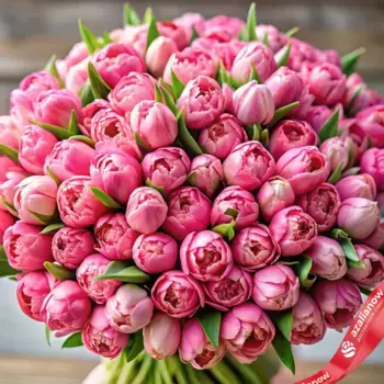 Букет из 500 пионовидных розовых тюльпанов, Голландия
