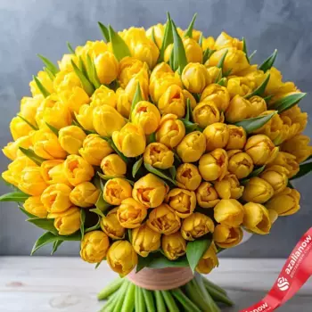 Букет из 500 пионовидных желтых тюльпанов, Голландия