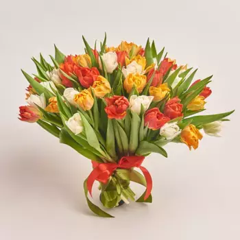 Букет из 51 тюльпана микс