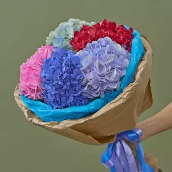 Букет из 5 гортензий микс «С любовью»