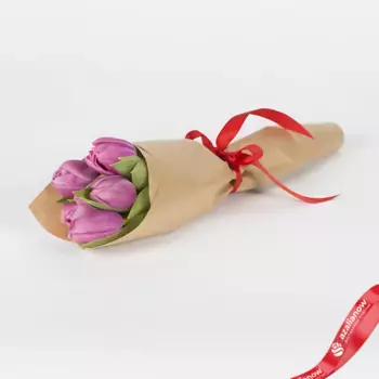 Букет из 5 сиреневых тюльпанов