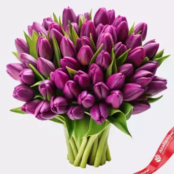 Букет из 60 фиолетовых тюльпанов, Россия
