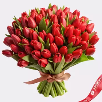 Букет из 60 красных тюльпанов, Россия