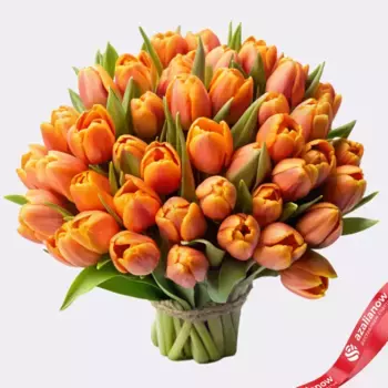 Букет из 60 пионовидных оранжевых тюльпанов, Голландия