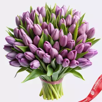 Букет из 60 сиреневых тюльпанов, Россия