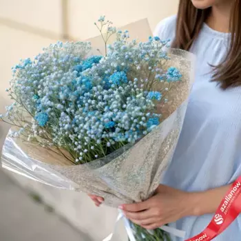 Букет из 7 синих гипсофил в пленке