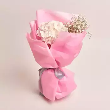 Букет из белой гортензии и гипсофилы «Литература»