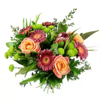 Букет из гербер, роз и хризантем «Бланка»