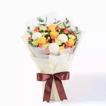 Букет из гвоздик, роз, хризантем «Розалия»