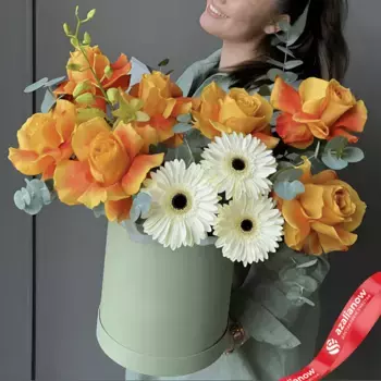 Букет из коралловых роз и белых гербер «Я буду жить для тебя»