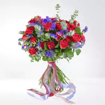 Букет из красных роз и статицы «Стиль»