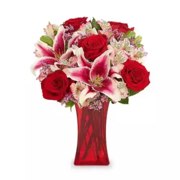 Букет из лилий, роз, альстромерий «Марьям»