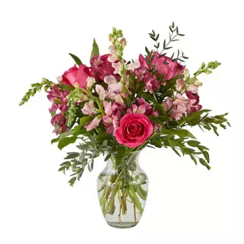 Букет из роз, альстромерий, антирринума «Мария»