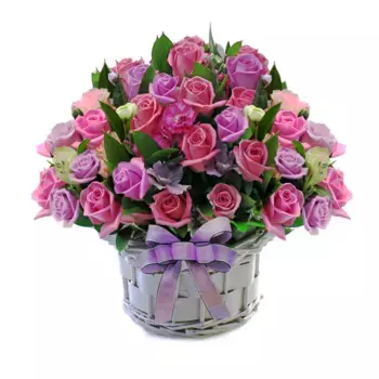 Букет из розовых и сиреневых роз «Паллада»